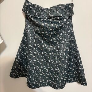 Altard State Floral A-Line Skirt in Dark Teal and White